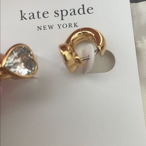 kate spade Gold Heart CZ Huggie Earrings